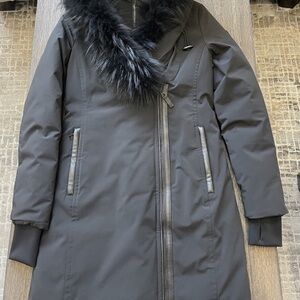 RUDSAK Black Long Puffer Coat with Fur Trim